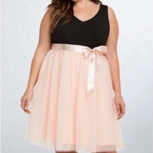Torrid Dress Black Sleeveless Pink Tulle Satin Bow Ballet Plus Size Party Formal